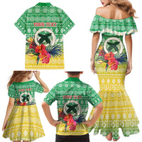 Personalised Malampa Joyeux Noel Family Matching Mermaid Dress and Hawaiian Shirt Proud To Be a Ni-Van Sand Drawing Art - Polynesian Pride