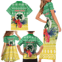 Personalised Malampa Joyeux Noel Family Matching Short Sleeve Bodycon Dress and Hawaiian Shirt Proud To Be a Ni-Van Sand Drawing Art - Polynesian Pride