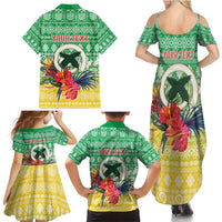 Personalised Malampa Joyeux Noel Family Matching Summer Maxi Dress and Hawaiian Shirt Proud To Be a Ni-Van Sand Drawing Art - Polynesian Pride