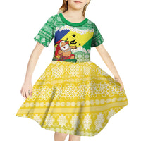 Personalised Malampa Joyeux Noel Kid Short Sleeve Dress Proud To Be a Ni-Van Sand Drawing Art - Polynesian Pride