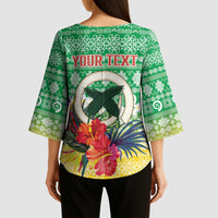 Personalised Malampa Joyeux Noel Kimono Sleeve Blouse Proud To Be a Ni-Van Sand Drawing Art - Polynesian Pride