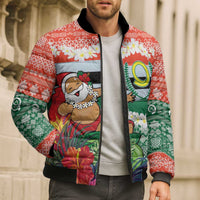 Personalised Penama Joyeux Noel Bomber Puffer Jacket Proud To Be a Ni-Van Sand Drawing Art - Polynesian Pride