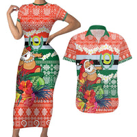Personalised Penama Joyeux Noel Couples Matching Short Sleeve Bodycon Dress and Hawaiian Shirt Proud To Be a Ni-Van Sand Drawing Art - Polynesian Pride