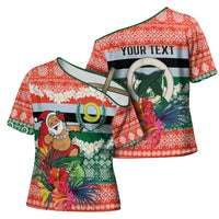 Personalised Penama Joyeux Noel Cross Shoulder Shirt Proud To Be a Ni-Van Sand Drawing Art - Polynesian Pride