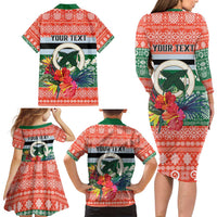 Personalised Penama Joyeux Noel Family Matching Long Sleeve Bodycon Dress and Hawaiian Shirt Proud To Be a Ni-Van Sand Drawing Art - Polynesian Pride