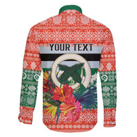 Personalised Penama Joyeux Noel Family Matching Off The Shoulder Long Sleeve Dress and Hawaiian Shirt Proud To Be a Ni-Van Sand Drawing Art - Polynesian Pride