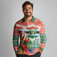 Personalised Penama Joyeux Noel Long Sleeve Polo Shirt Proud To Be a Ni-Van Sand Drawing Art - Polynesian Pride