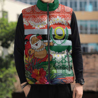 Personalised Penama Joyeux Noel Sleeveless Puffer Jacket Proud To Be a Ni-Van Sand Drawing Art - Polynesian Pride