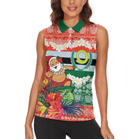 Personalised Penama Joyeux Noel Women Sleeveless Polo Shirt Proud To Be a Ni-Van Sand Drawing Art - Polynesian Pride