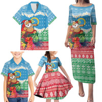 Personalised Sanma Joyeux Noel Family Matching Puletasi and Hawaiian Shirt Proud To Be a Ni-Van Sand Drawing Art - Polynesian Pride