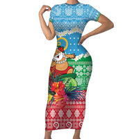 Personalised Sanma Joyeux Noel Family Matching Short Sleeve Bodycon Dress and Hawaiian Shirt Proud To Be a Ni-Van Sand Drawing Art - Polynesian Pride