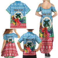 Personalised Sanma Joyeux Noel Family Matching Summer Maxi Dress and Hawaiian Shirt Proud To Be a Ni-Van Sand Drawing Art - Polynesian Pride