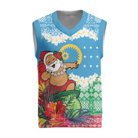 Personalised Sanma Joyeux Noel Christmas Knitted V-Neck Vest Proud To Be a Ni-Van Sand Drawing Art - Polynesian Pride