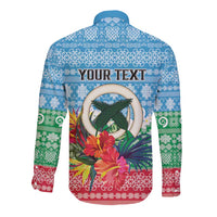 Personalised Sanma Joyeux Noel Long Sleeve Button Shirt Proud To Be a Ni-Van Sand Drawing Art - Polynesian Pride