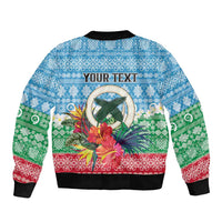 Personalised Sanma Joyeux Noel Sleeve Zip Bomber Jacket Proud To Be a Ni-Van Sand Drawing Art - Polynesian Pride