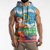 Personalised Sanma Joyeux Noel Sleeveless Hoodie Proud To Be a Ni-Van Sand Drawing Art - Polynesian Pride