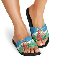 Personalised Sanma Joyeux Noel Slide Sandals Proud To Be a Ni-Van Sand Drawing Art - Polynesian Pride