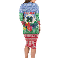 Personalised Shefa Joyeux Noel Long Sleeve Bodycon Dress Proud To Be a Ni-Van Sand Drawing Art - Polynesian Pride