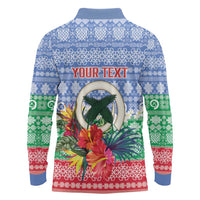 Personalised Shefa Joyeux Noel Long Sleeve Polo Shirt Proud To Be a Ni-Van Sand Drawing Art - Polynesian Pride