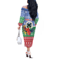 Personalised Shefa Joyeux Noel Off The Shoulder Long Sleeve Dress Proud To Be a Ni-Van Sand Drawing Art - Polynesian Pride
