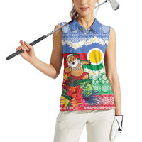 Personalised Shefa Joyeux Noel Women Sleeveless Polo Shirt Proud To Be a Ni-Van Sand Drawing Art - Polynesian Pride