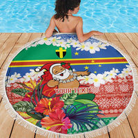 Personalised Tafea Joyeux Noel Beach Blanket Proud To Be a Ni-Van Sand Drawing Art - Polynesian Pride