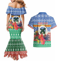 Personalised Tafea Joyeux Noel Couples Matching Mermaid Dress and Hawaiian Shirt Proud To Be a Ni-Van Sand Drawing Art - Polynesian Pride