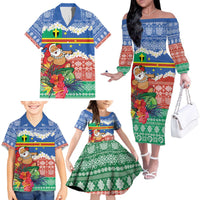 Personalised Tafea Joyeux Noel Family Matching Off The Shoulder Long Sleeve Dress and Hawaiian Shirt Proud To Be a Ni-Van Sand Drawing Art - Polynesian Pride