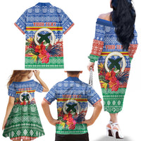 Personalised Tafea Joyeux Noel Family Matching Off The Shoulder Long Sleeve Dress and Hawaiian Shirt Proud To Be a Ni-Van Sand Drawing Art - Polynesian Pride