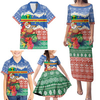 Personalised Tafea Joyeux Noel Family Matching Puletasi and Hawaiian Shirt Proud To Be a Ni-Van Sand Drawing Art - Polynesian Pride