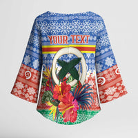 Personalised Tafea Joyeux Noel Kimono Sleeve Blouse Proud To Be a Ni-Van Sand Drawing Art - Polynesian Pride