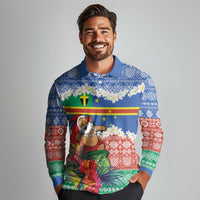 Personalised Tafea Joyeux Noel Long Sleeve Polo Shirt Proud To Be a Ni-Van Sand Drawing Art - Polynesian Pride