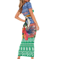 Personalised Tafea Joyeux Noel Short Sleeve Bodycon Dress Proud To Be a Ni-Van Sand Drawing Art - Polynesian Pride