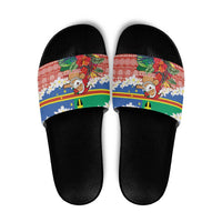 Personalised Tafea Joyeux Noel Slide Sandals Proud To Be a Ni-Van Sand Drawing Art - Polynesian Pride