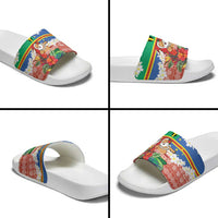 Personalised Tafea Joyeux Noel Slide Sandals Proud To Be a Ni-Van Sand Drawing Art - Polynesian Pride