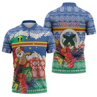 Personalised Tafea Joyeux Noel Zipper Polo Shirt Proud To Be a Ni-Van Sand Drawing Art - Polynesian Pride