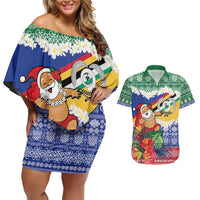 Personalised Torba Joyeux Noel Couples Matching Off Shoulder Short Dress and Hawaiian Shirt Proud To Be a Ni-Van Sand Drawing Art - Polynesian Pride