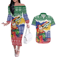 Personalised Torba Joyeux Noel Couples Matching Off The Shoulder Long Sleeve Dress and Hawaiian Shirt Proud To Be a Ni-Van Sand Drawing Art - Polynesian Pride