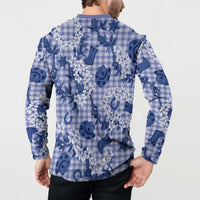 Mokihana Maile Ilima Leis Paniolo Palaka Button Sweatshirt Hawaiian Polu Spirit - Polynesian Pride