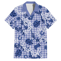 Mokihana Maile Ilima Leis Paniolo Palaka Family Matching Off Shoulder Maxi Dress and Hawaiian Shirt Hawaiian Polu Spirit LT9 Dad's Shirt - Short Sleeve Blue - Polynesian Pride