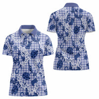 Mokihana Maile Ilima Leis Paniolo Palaka Women Polo Shirt Hawaiian Polu Spirit - Polynesian Pride