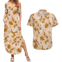 Mokihana Maile Ilima Leis Paniolo Palaka Couples Matching Summer Maxi Dress and Hawaiian Shirt Hawaiian Kula Spirit - Polynesian Pride