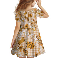 Mokihana Maile Ilima Leis Paniolo Palaka Family Matching Off Shoulder Maxi Dress and Hawaiian Shirt Hawaiian Kula Spirit - Polynesian Pride