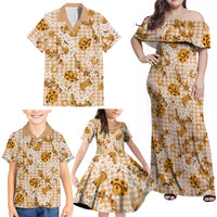Mokihana Maile Ilima Leis Paniolo Palaka Family Matching Off Shoulder Maxi Dress and Hawaiian Shirt Hawaiian Kula Spirit - Polynesian Pride