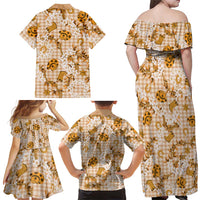 Mokihana Maile Ilima Leis Paniolo Palaka Family Matching Off Shoulder Maxi Dress and Hawaiian Shirt Hawaiian Kula Spirit - Polynesian Pride
