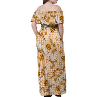 Mokihana Maile Ilima Leis Paniolo Palaka Family Matching Off Shoulder Maxi Dress and Hawaiian Shirt Hawaiian Kula Spirit - Polynesian Pride