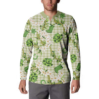 Mokihana Maile Ilima Leis Paniolo Palaka Button Sweatshirt Hawaiian Omaomo Ala Spirit - Polynesian Pride