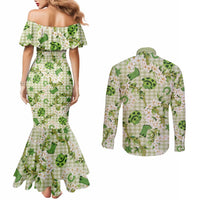 Mokihana Maile Ilima Leis Paniolo Palaka Couples Matching Mermaid Dress and Long Sleeve Button Shirt Hawaiian Omaomo Ala Spirit - Polynesian Pride