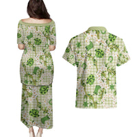 Mokihana Maile Ilima Leis Paniolo Palaka Couples Matching Puletasi and Hawaiian Shirt Hawaiian Omaomo Ala Spirit - Polynesian Pride