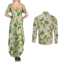 Mokihana Maile Ilima Leis Paniolo Palaka Couples Matching Summer Maxi Dress and Long Sleeve Button Shirt Hawaiian Omaomo Ala Spirit LT9 - Polynesian Pride